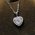 Heart-Shaped Double-Halo Pendant Necklace In Three Colors view 1