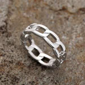 Metal Curb Chain Link Band Ring Gold White Rose Black