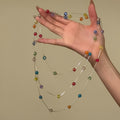 Colorful Glass Bead Station Necklace with Decorative Details view 6