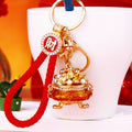 Mixed Money Toad Drum Treasure Bowl and Qilin Fortune Braided Keychains view 3