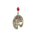 Gold Silver Artist Palette Rhinestone Paintbrush Brooch view 5