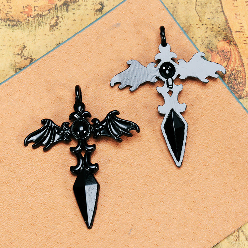 Black Alloy Anchor Ship Wheel Cross Charm Pendant