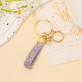 Rhinestone Leather Strap Keychain Gold Ring Clasp 13 Colors view 7