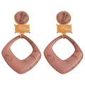 Pink Geometric Resin Drop Earrings With Square Open Frames view 5