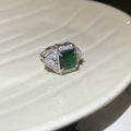 Silver Open Large CZ Cocktail Rings Seven Color Styles view 12