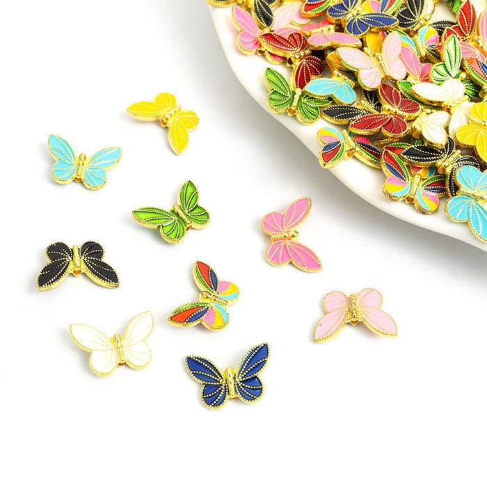Enamel-Look Butterfly Alloy Beads in 8 Styles for Jewelry Crafts