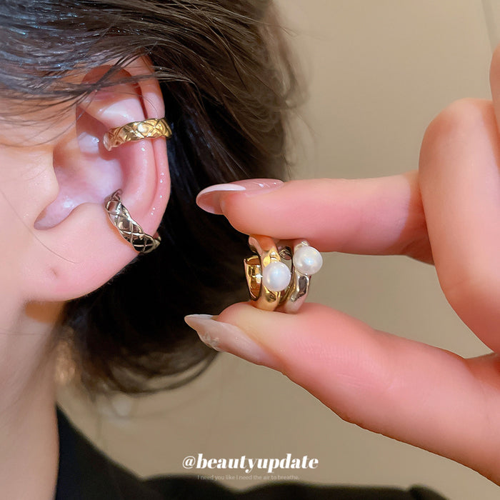 Textured Pearl Ear Cuffs in Gold or Silver Tone Four Options