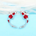 Koi Fish Stud Earrings Red Enamel Gold Silver Tone Clear Eyes view 3