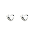 Silver Tone Mirror Polished Mini Open Heart Stud Earrings view 5
