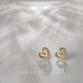 Gold Open Heart Stud Earrings Lace Scalloped Filigree Mini view 4
