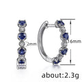 Silver Blue Clear Alternating Cubic Zirconia Mini Hoop Earrings view 4