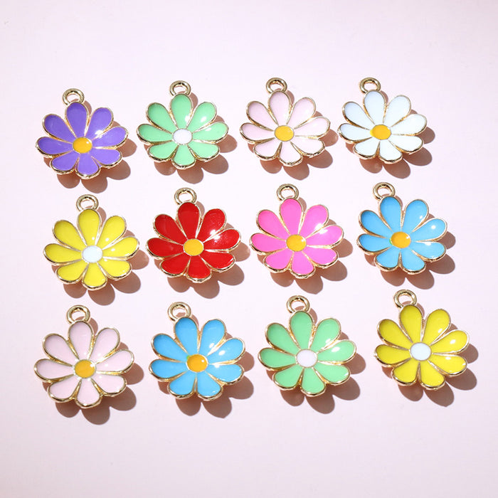 Colorful Daisy Enamel Alloy Charms in Nine Color Options