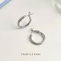 Silver Tone Small Oval Hoop Earrings With Lever Back Closure view 3
