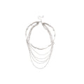 Silver Layered Chain And Pearl Choker Necklace Pendant Jewelry view 5