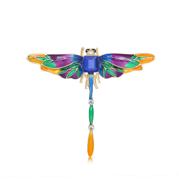 Green Blue Dragonfly Enamel Metal Brooch Pin for Jackets and Lapels