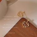 Gold Open Heart Frame Star Moon Crystal Stud Earrings view 4