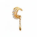 Pearl Look Heart Ear Cuff with Gold Tone Chain Drop view 5