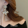 Crystal Flower Stud Earrings In Gold And Silver With Decorative Details view 3