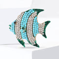 Striped Tropical Fish Brooch in Blue Green or Pink Crystal view 4