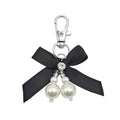 Pearl Bow Keychain Silver Clasp Satin Ribbon Ten Colors view 9