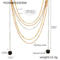 Multi-Layer Stainless Steel Necklace Natural Stone Tassel Pendant view 8