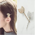 Silver Tone Double Leaf Minimalist Finished Hair Pin view 5