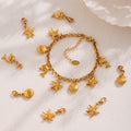 Gold Ocean Charm Bracelet Starfish Dolphin Shell Components view 1