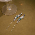 Opalescent Fish Chinese Character Long Chain Stud Earrings view 3
