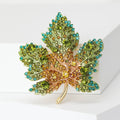 Crystal Maple Leaf Brooch in Green Blue and Orange view 4