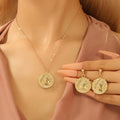 Embossed Portrait Coin Necklace and Earring Jewelry Sets view 6