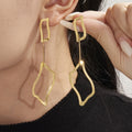 Gold Open Irregular Rhombus Link Necklace Bracelet Earrings Set view 3