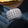 Silver Tone Multi Row Pave Clear Stone Wide Band Ring view 4