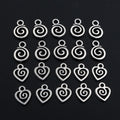 Small Silver Tone Spiral and Heart Wire Pendant Charms view 2