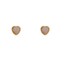 Gold Tone Pearlescent Heart Stud Earrings In Pink Blue And Peach view 5