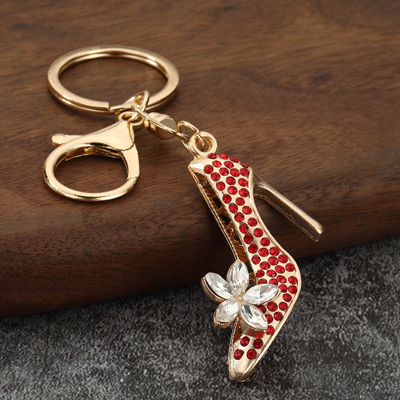 Rhinestone High Heel Shoe Keychain with Crystal Pendant for Bags