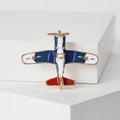 Red White and Blue Propeller Airplane Enamel Metal Brooch view 4