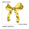 Polished Ribbon Bow Brooch in Two Metal Tones for Jackets Scarves and Lapels view 4