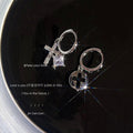 Silver Asymmetric Cross Charm Huggie Hoop Earrings Pair view 2