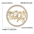 Crystal Happy Birthday Circle Brooch in Two Metal Tones view 7