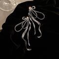 Two Style Bow and Pearl Long Dangle Statement Earrings view 6