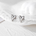 Polished 3D Heart Stud Earrings Gold Silver 2 Finishes view 2