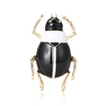 Black Enamel Beetle Brooch With Gold Tone Legs Jacket and Scarf Accessory view 5