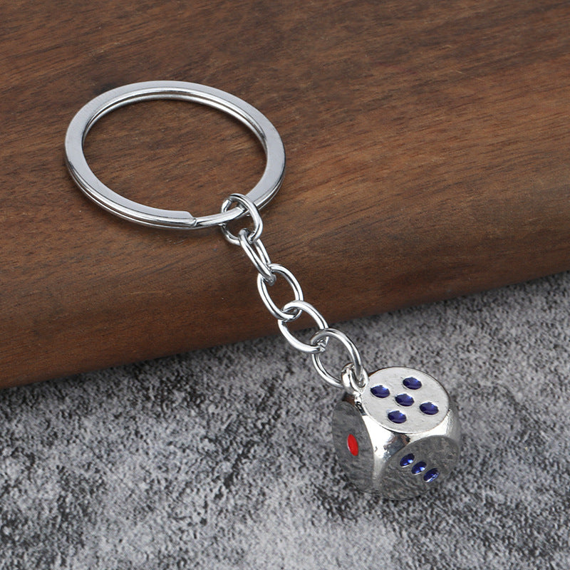 Colorful Dice Metal Keychain Mahjong Style Car Key Ring Charm