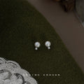Silver-Tone White Pearl Stud Earrings With Mini CZ view 1