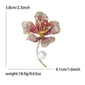 Pearl Drop Rhinestone Flower Brooch in Blue and Pink view 7