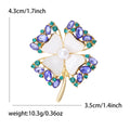 Four-Leaf Crystal And White Petal Brooch In Two Tones view 4
