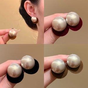 Flocked Double Ball Stud Earrings in Black and Red