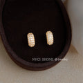 Gold Tone Pave Clear Stone Elongated Oval Stud Earrings view 4