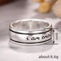 Antique Silver Spinner Band Ring I Am Enough Engraved Metal view 4
