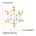Faux Pearl Snowflake Brooch In Silver And Gold Tones view 7